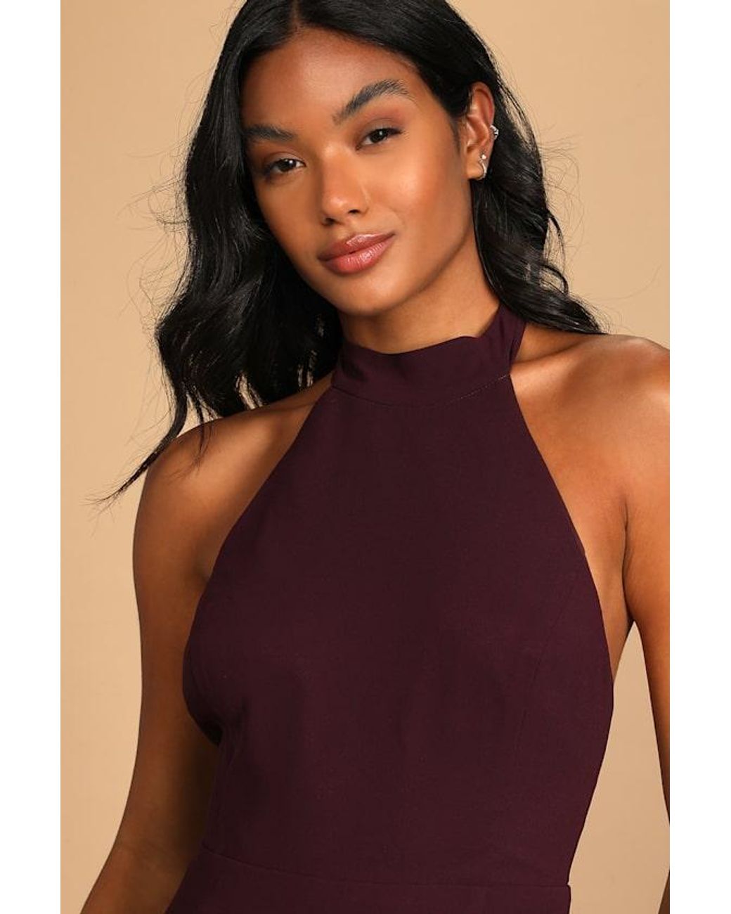 Lulus Blue Captured Your Heart Dark Halter Maxi Dress