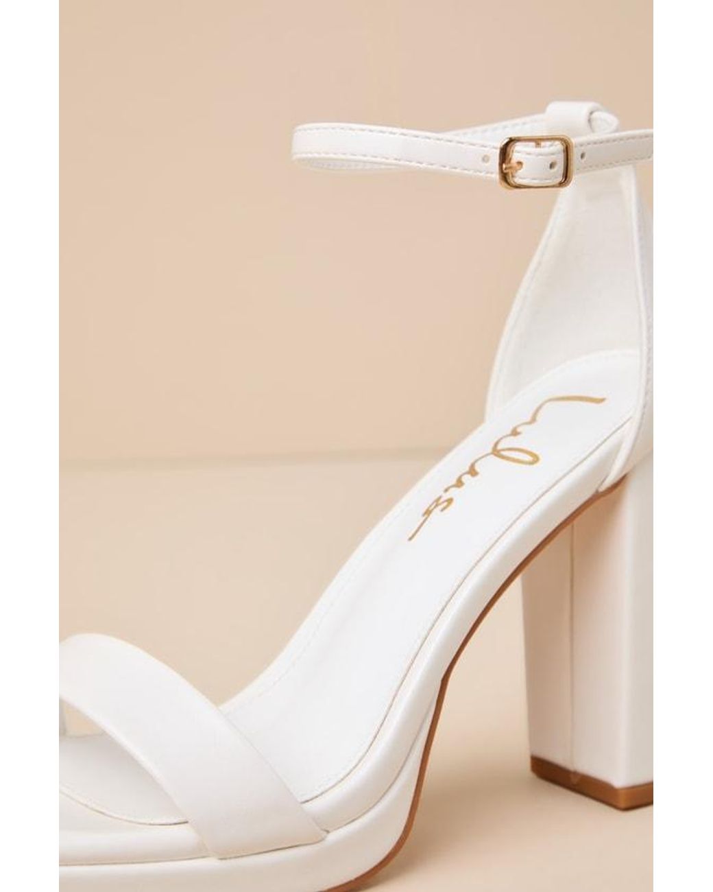 Lulus Natural Signie Square-Toe Platform Ankle Strap Heels