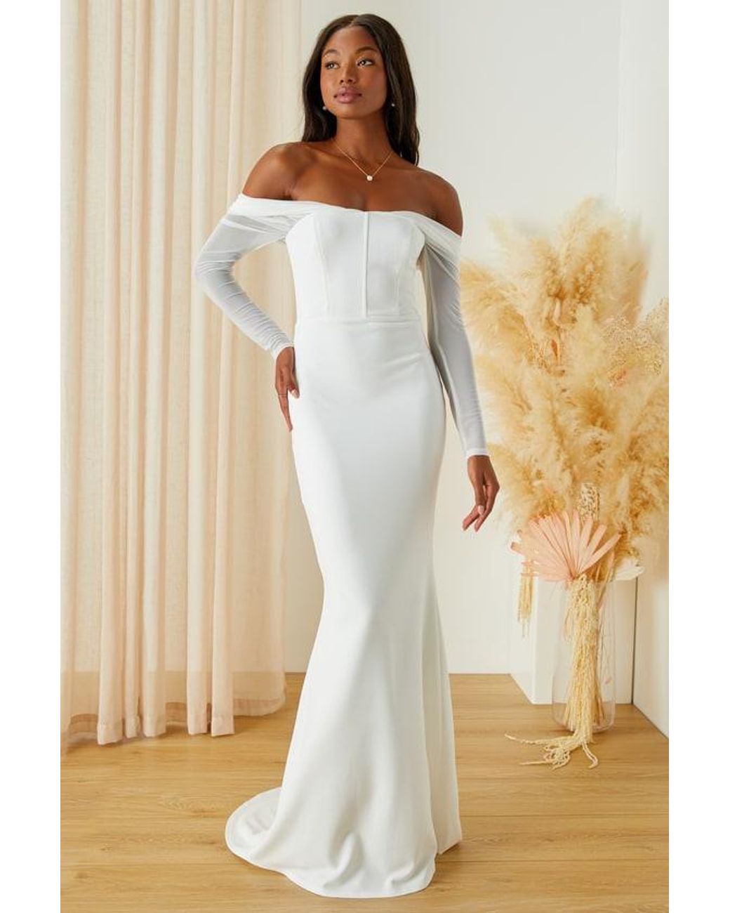 Lulus Natural Forever Remarkable Bustier Off-The-Shoulder Maxi Dress