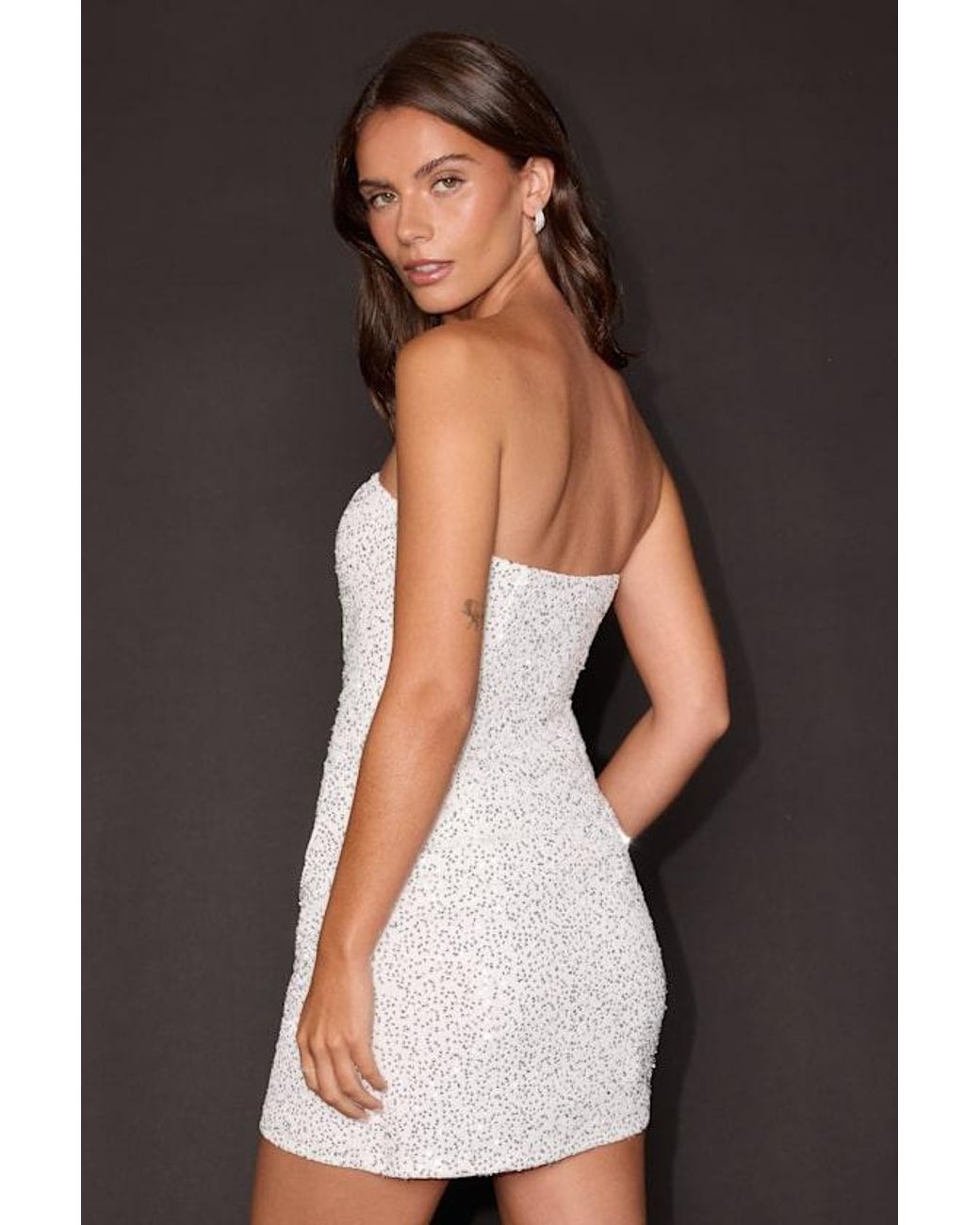 Lulus Black Adrienne Sequin Strapless Mini Dress