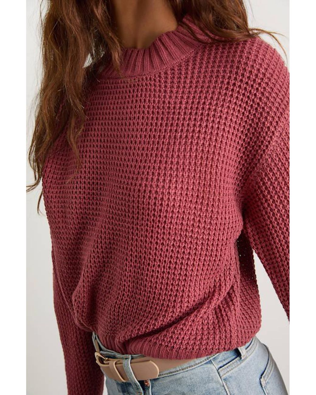 Lulus Red Campfire Cozy Rusty Rose Cropped Sweater