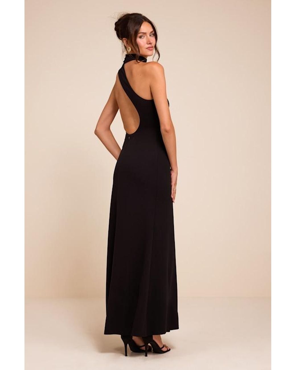 Lulus Blue Keep It Interesting Asymmetrical Cutout Halter Maxi Dress