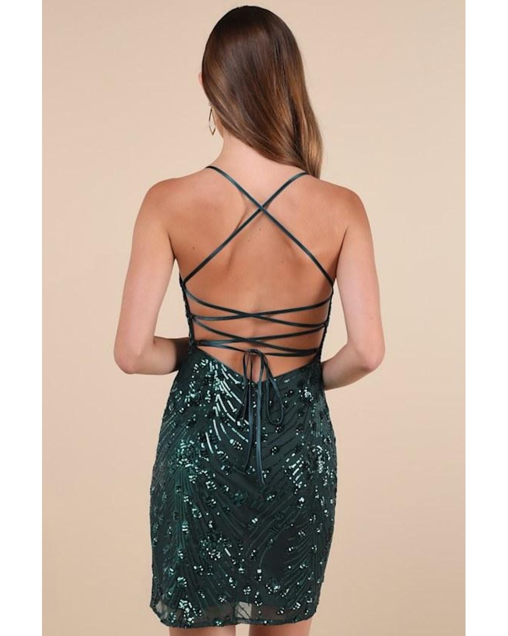 Lulus Blue Keep Glowing Sequin Lace-Up Bodycon Mini Dress