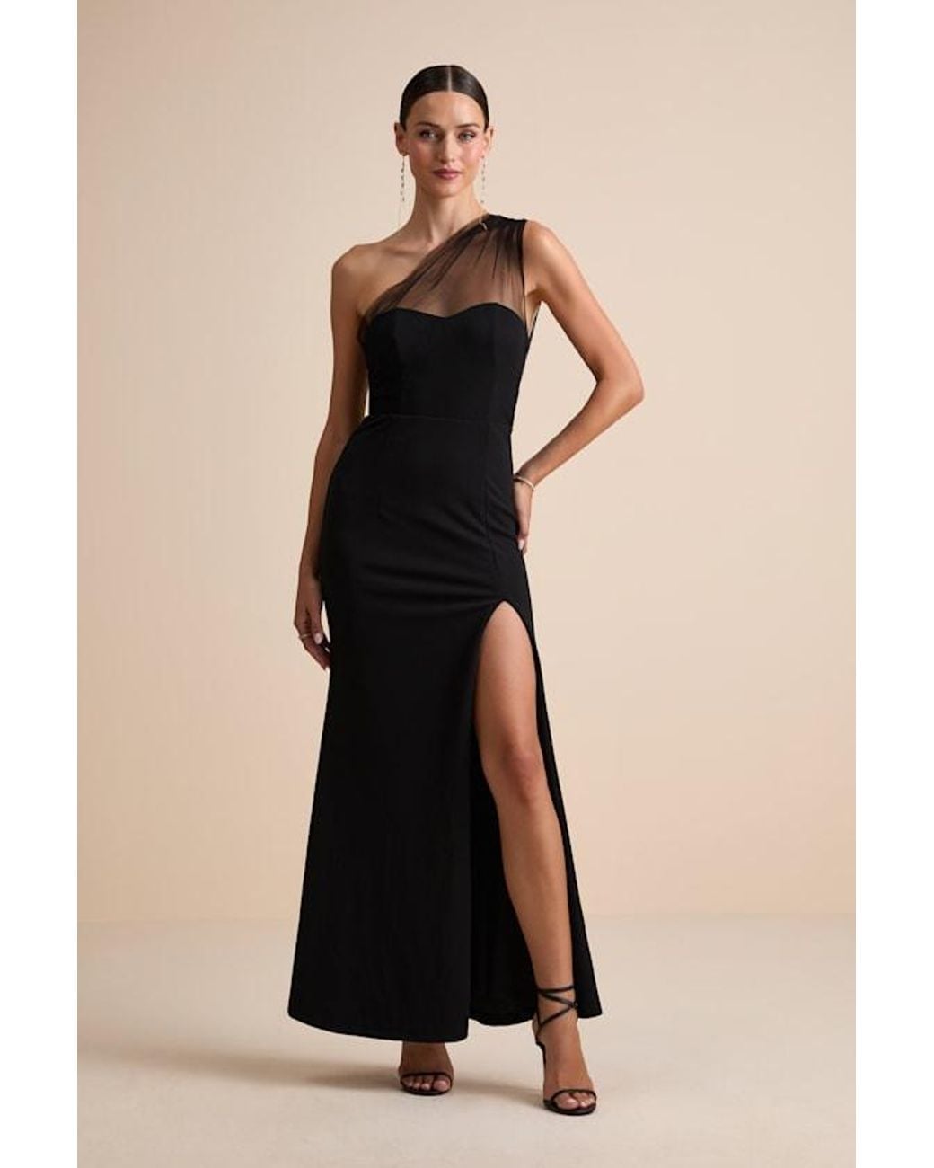 Lulus Brayla One-Shoulder Mermaid Maxi Dress in Black | Lyst