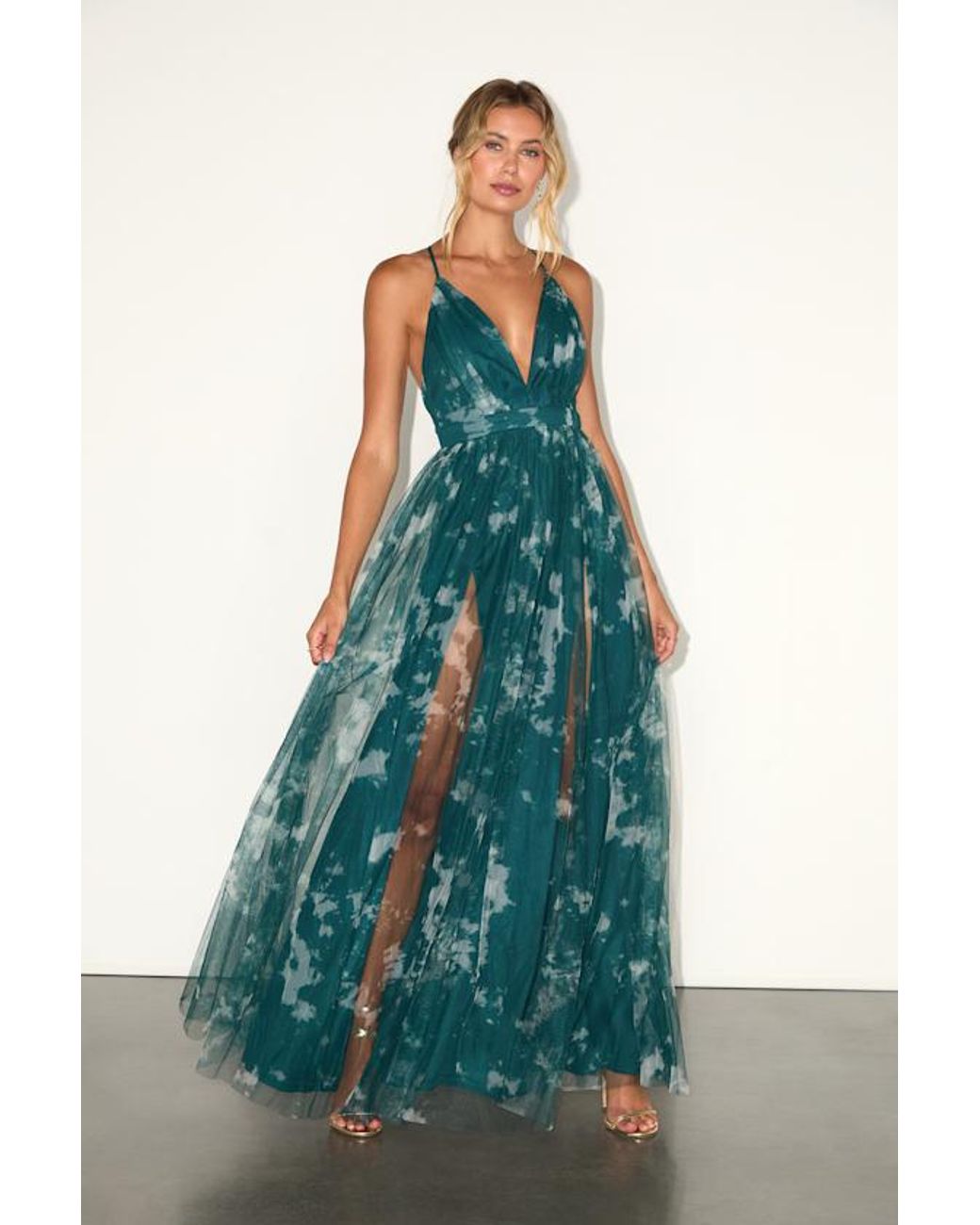 Lulus Green Elegant Moment Tie-Dye Backless Maxi Dress