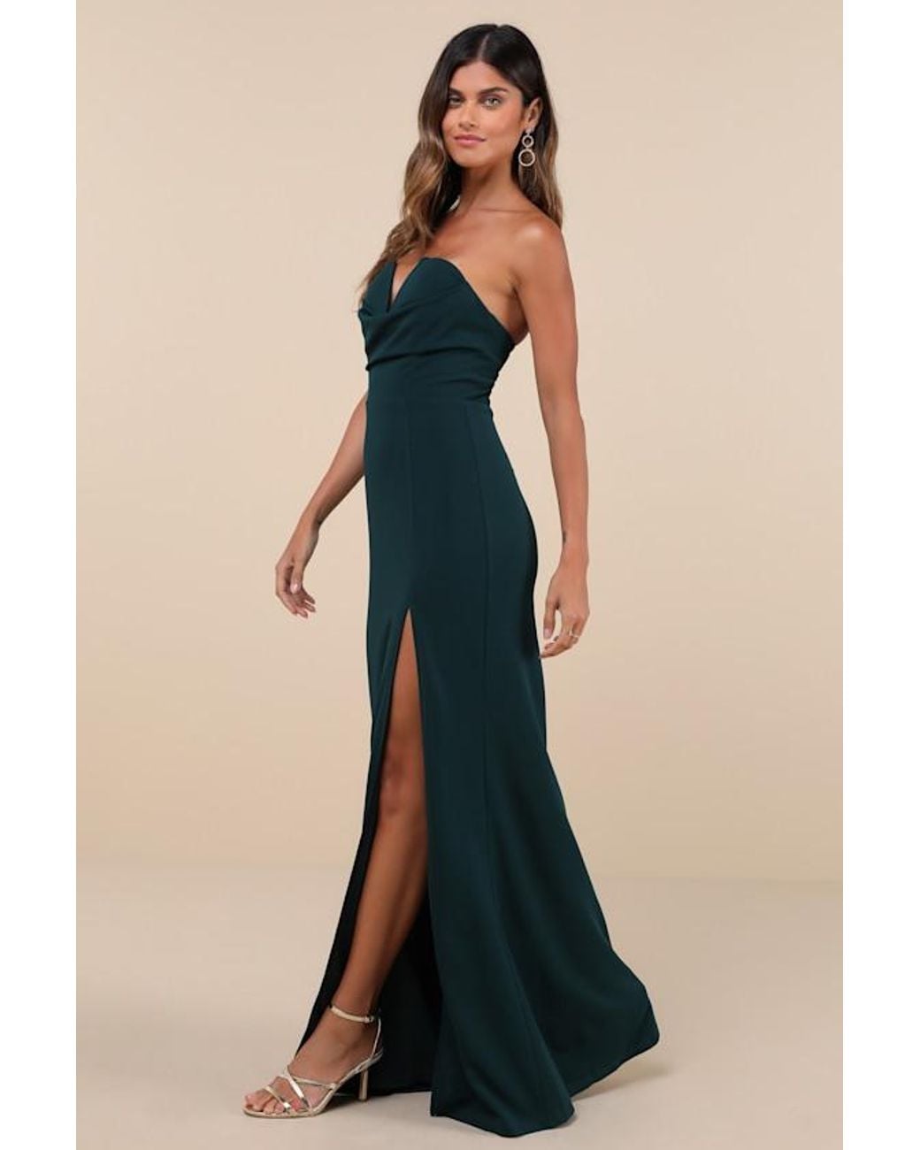 Lulus Blue Effortless Radiance Strapless Mermaid Maxi Dress