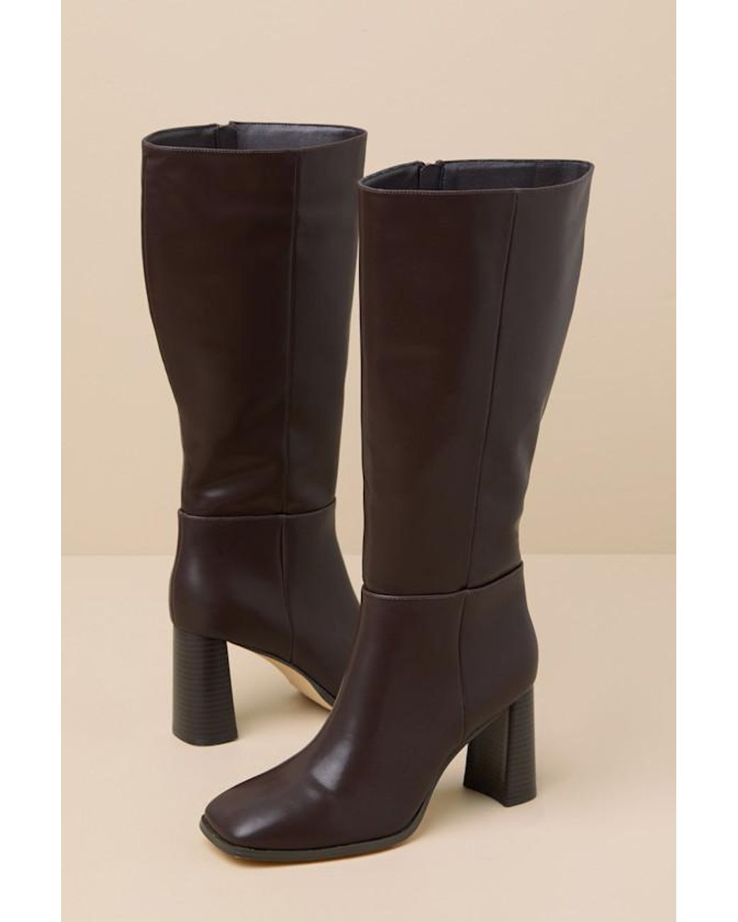 Lulus Black Reelee Chocolate Square Toe Knee-High Boots