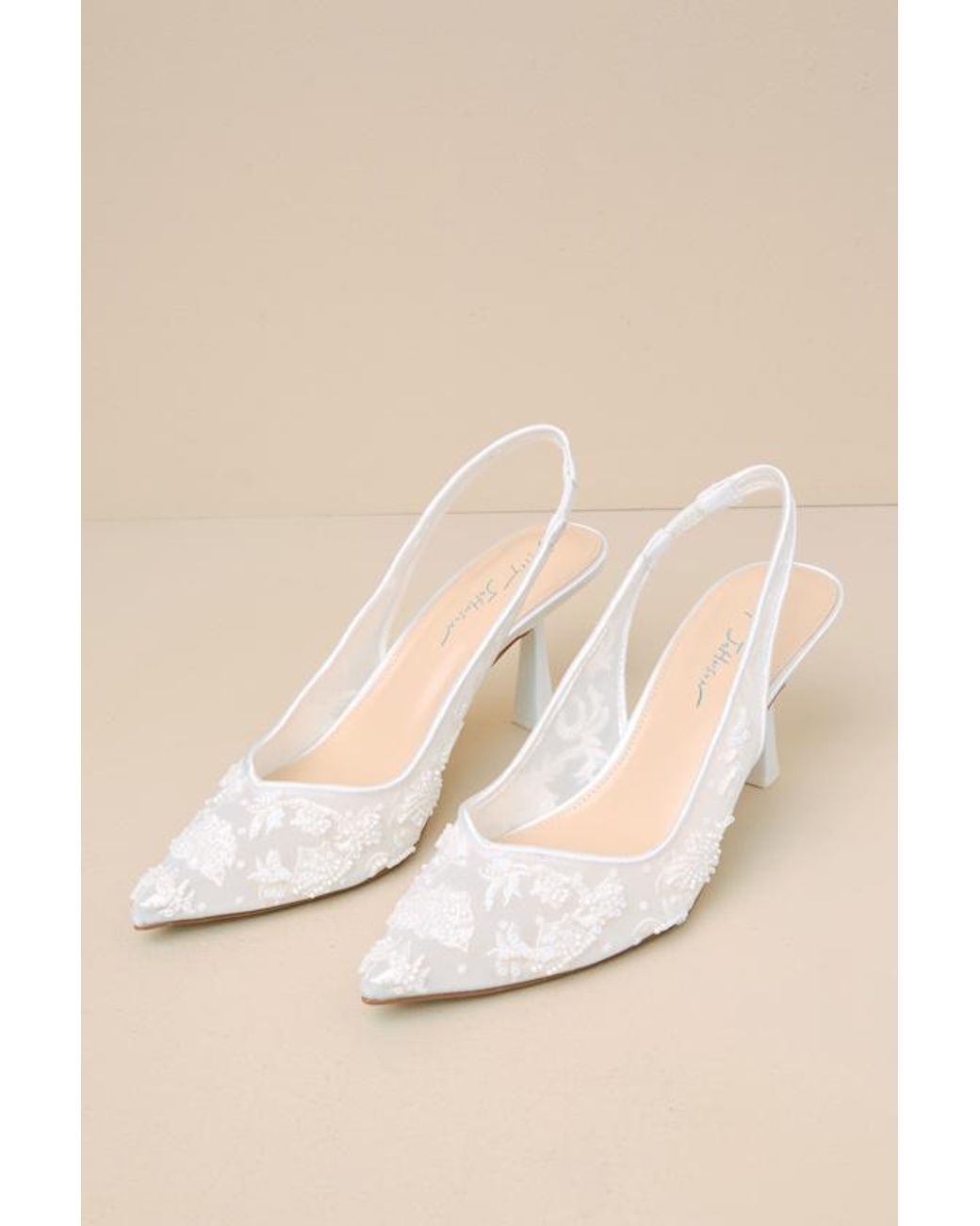 Betsey Johnson Natural Nikki Beaded Embroidered Slingback Pumps