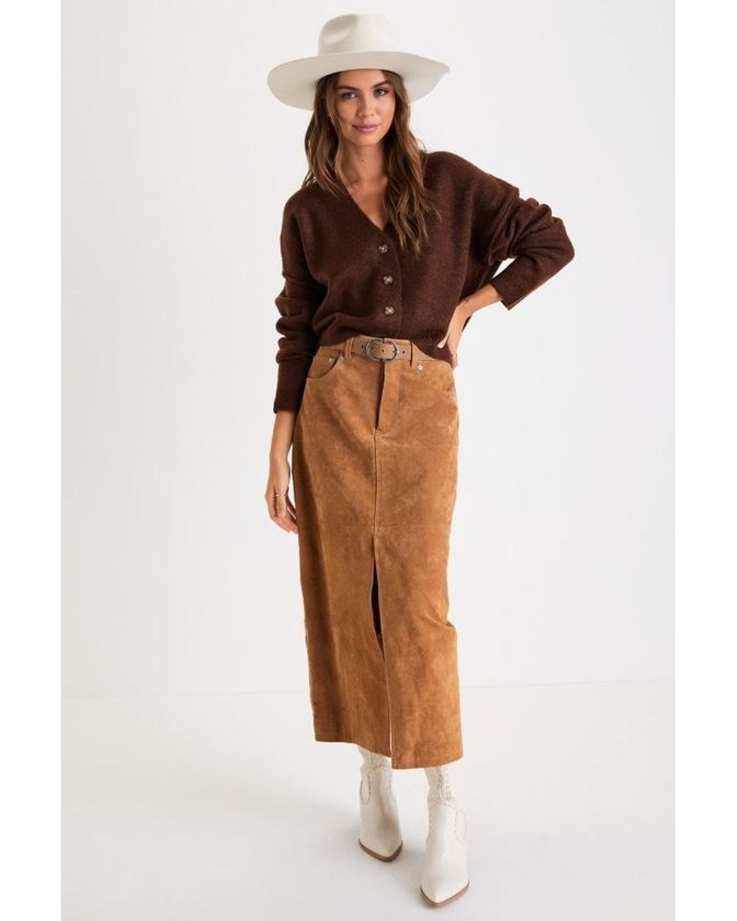 Lulus Brown Cozy Ease Heather Button-Up Cropped Cardigan Sweater