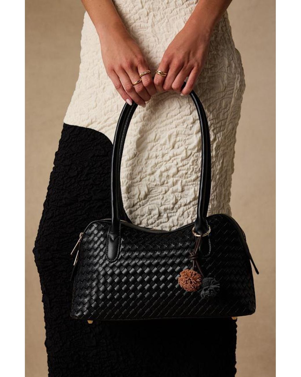 Lulus Black Suri Woven Shoulder Bag