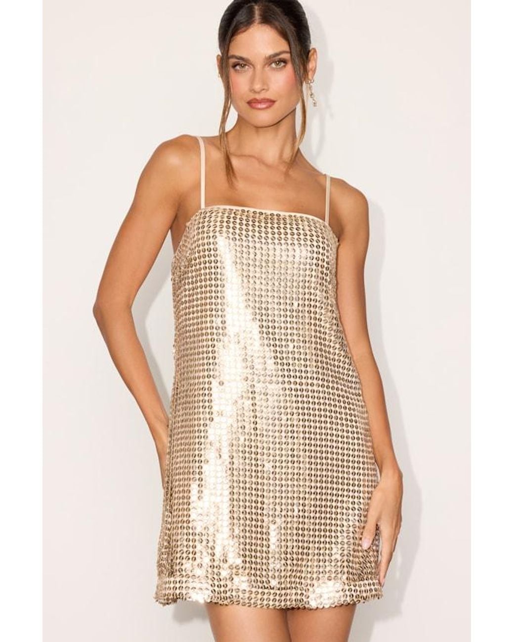 Lulus Natural Alimar Sequin Mini Dress