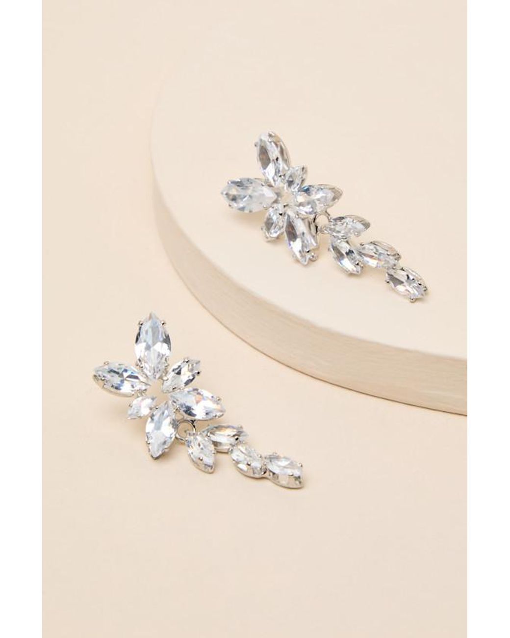 Lulus Brown Fleur Rhinestone Earrings