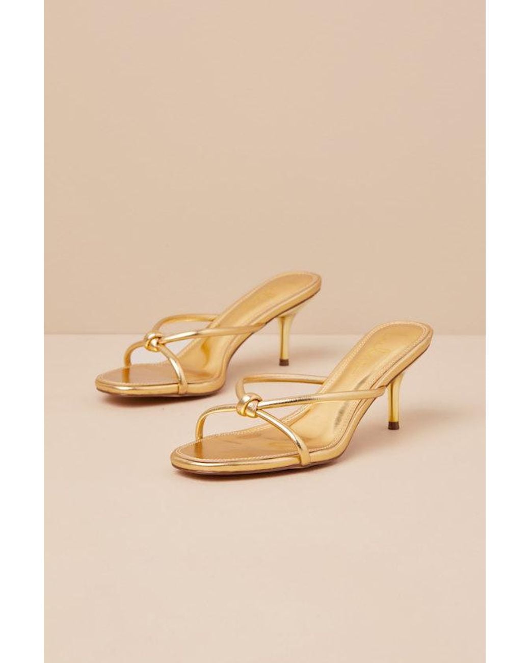 Lulus Natural Victoire Knotted Strappy High Heel Slide Sandals