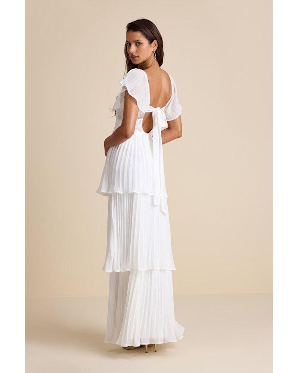 lulus-notorious-charm-pleated-flutter-sleeve-maxi-dress-in-white-lyst-uk