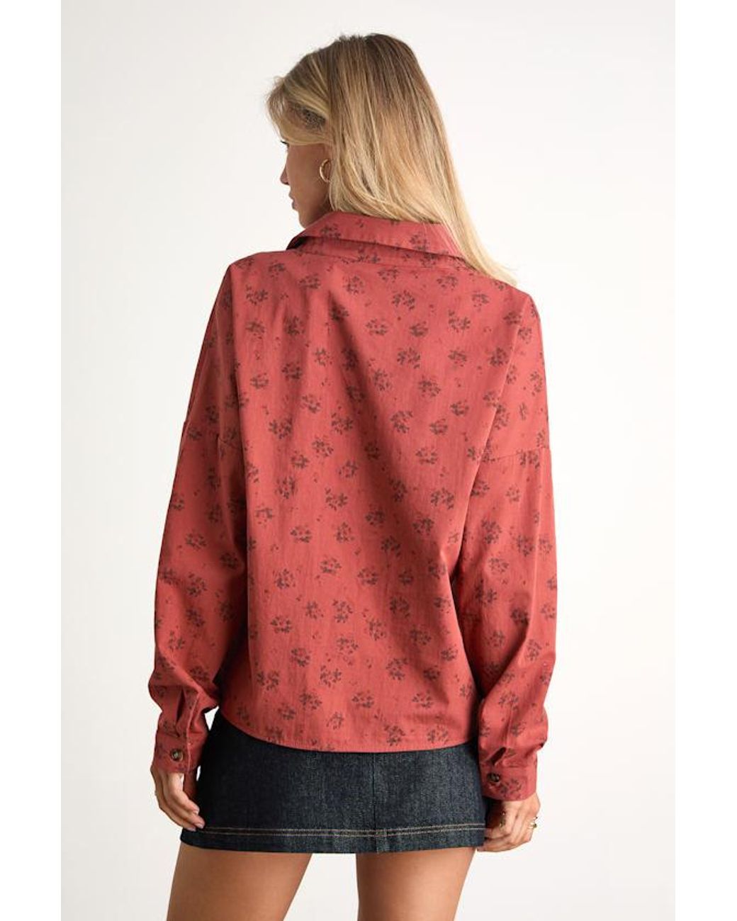 Lulus Red Amelia Dawn Floral Long Sleeve Button-Up Top
