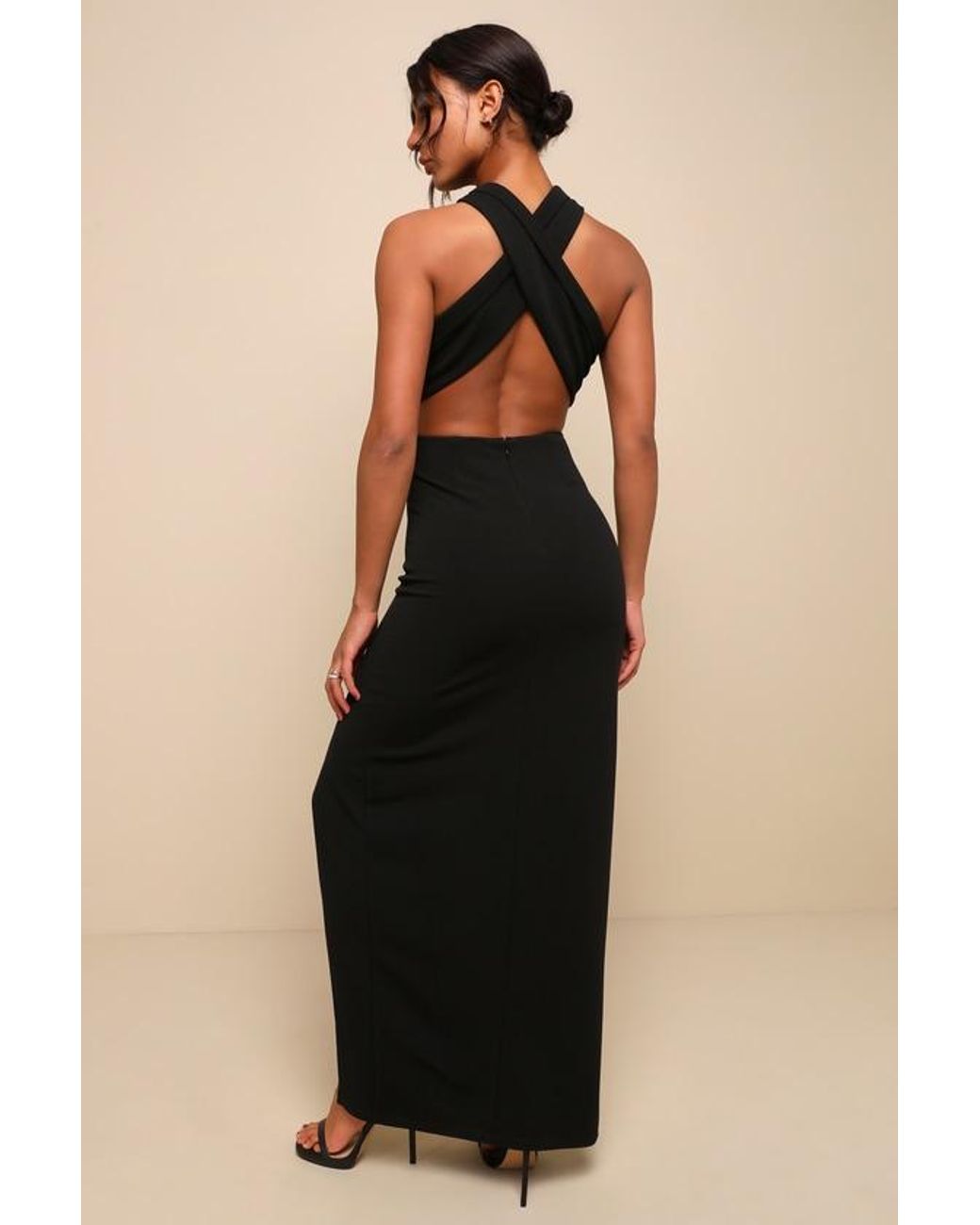 Lulus Blue Head To Cocktail Hour Halter Neck Maxi Dress