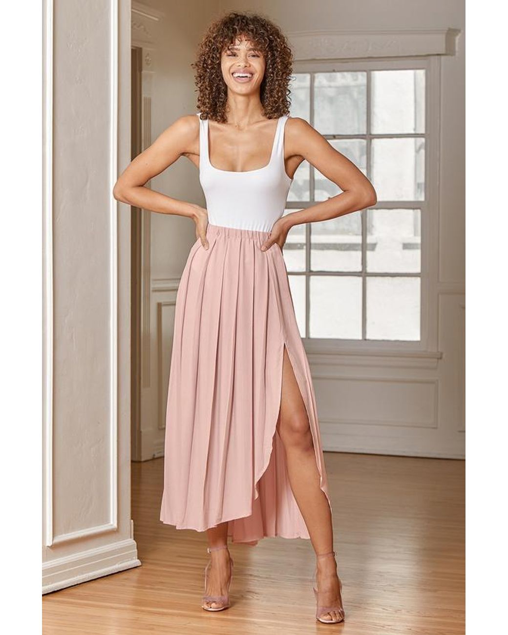 Lulus If You Pleats Blush Pleated Maxi Skirt in Brown Lyst UK