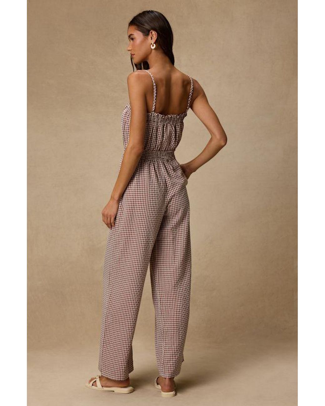 Lulus Pink Dylan Gingham Wide-Leg Jumpsuit