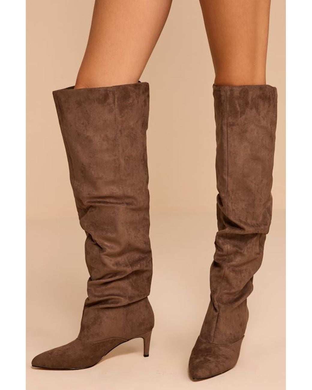 Madden Girl Natural Stassi Ash Suede Over-The-Knee Boots
