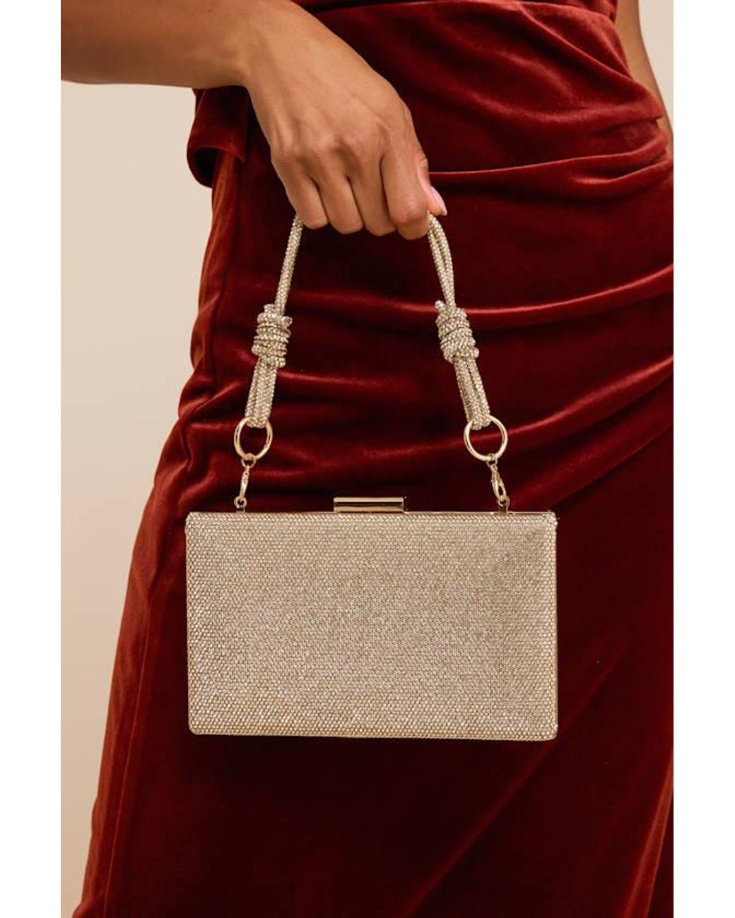 Lulus Red Moonbeam Rhinestone Clutch