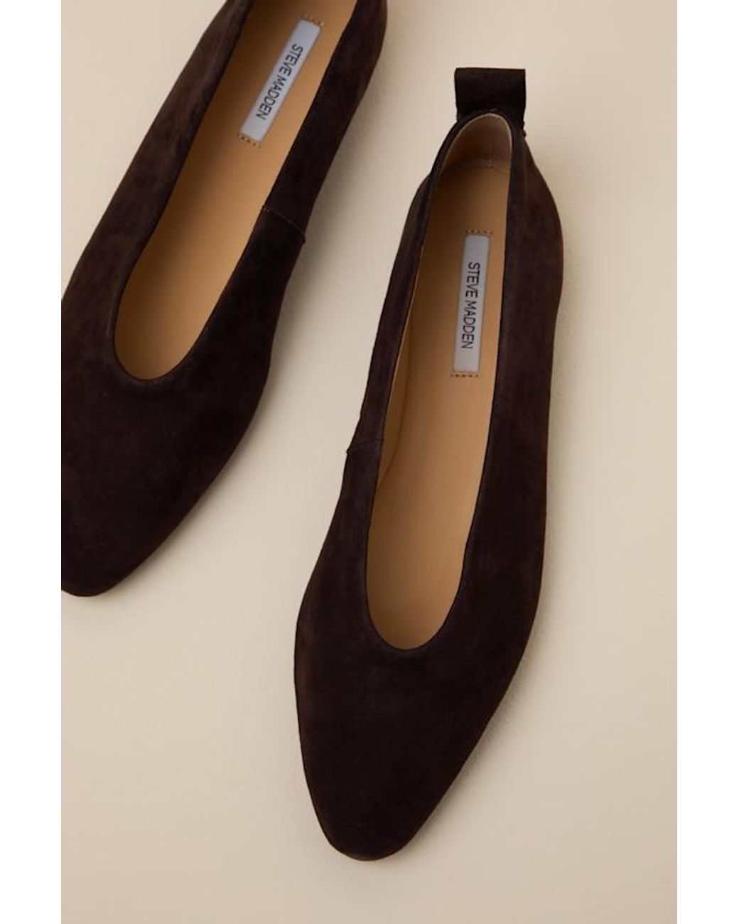 Steve Madden Natural Swanky Chocolate Leather Ballet Flats