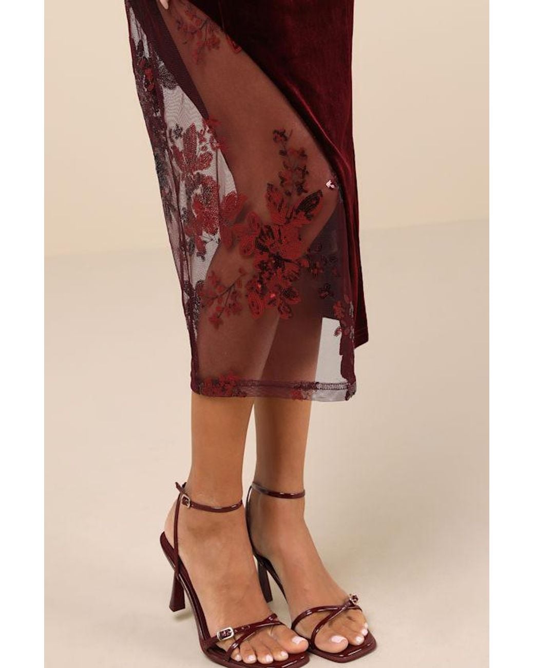 Lulus Natural Feeling So Luxe Velvet Mesh Sequin Strapless Midi Dress