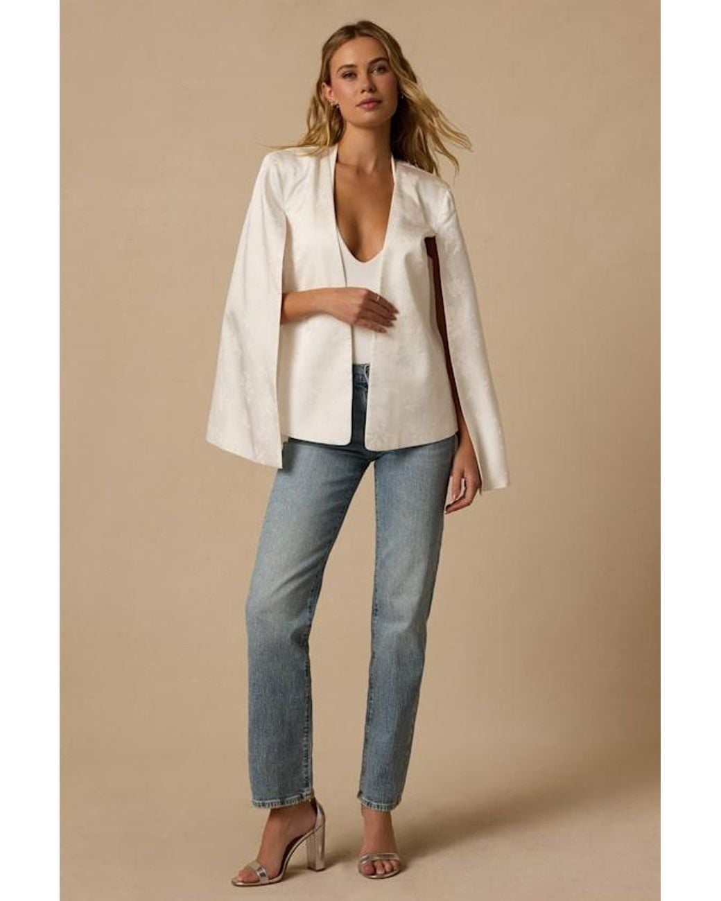 Lulus Natural Regality Jacquard Cape Jacket