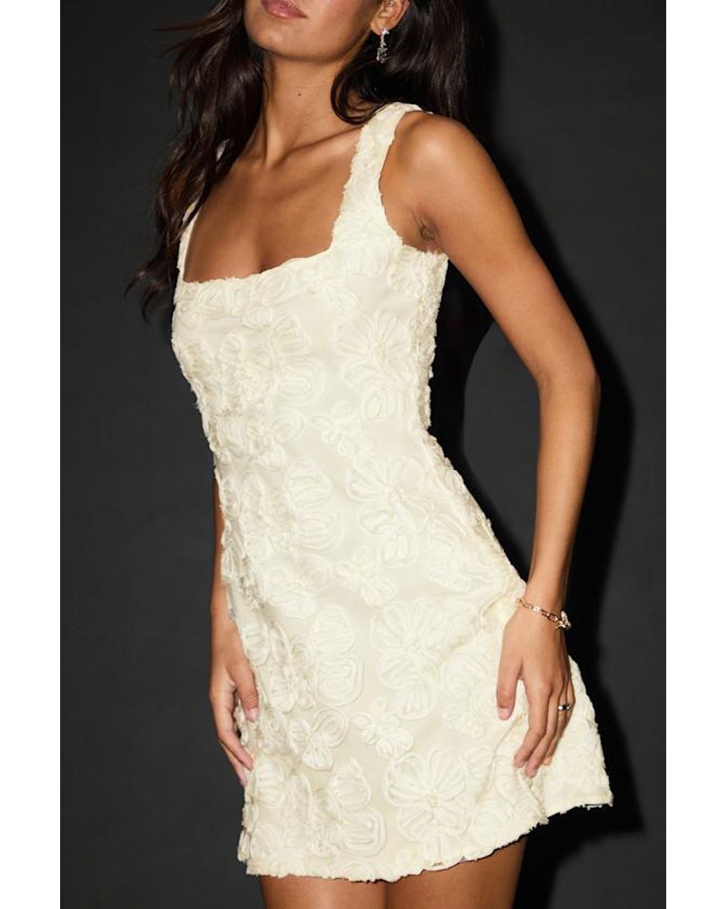 Lulus Black Evara Floral Applique A-Line Mini Dress