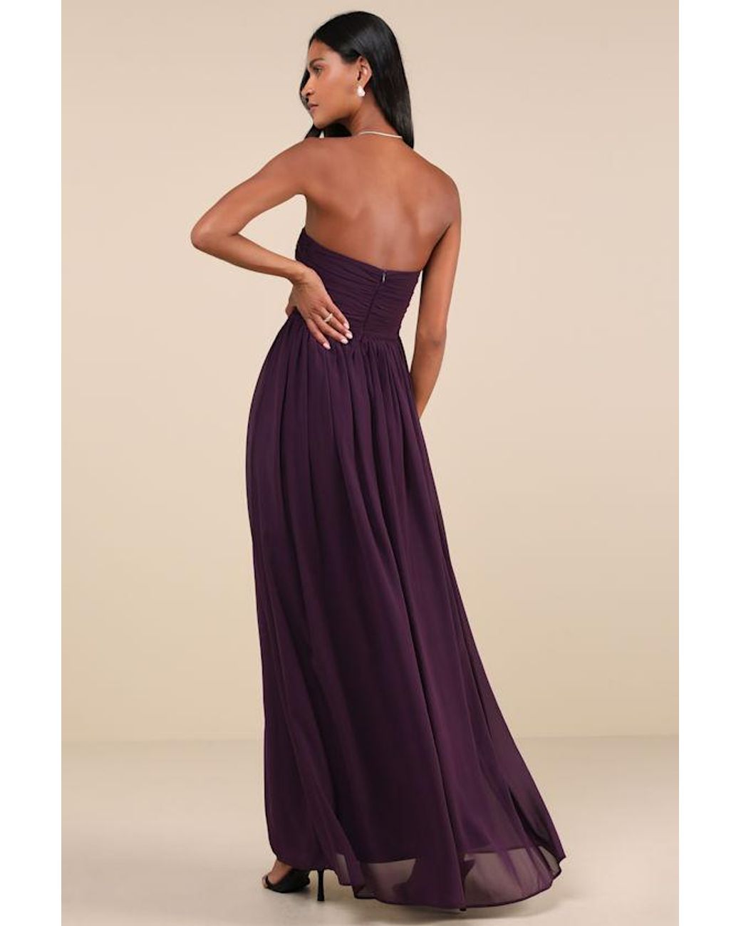 Lulus Blue Luxe Favorite Dark Strapless Ruched Maxi Dress