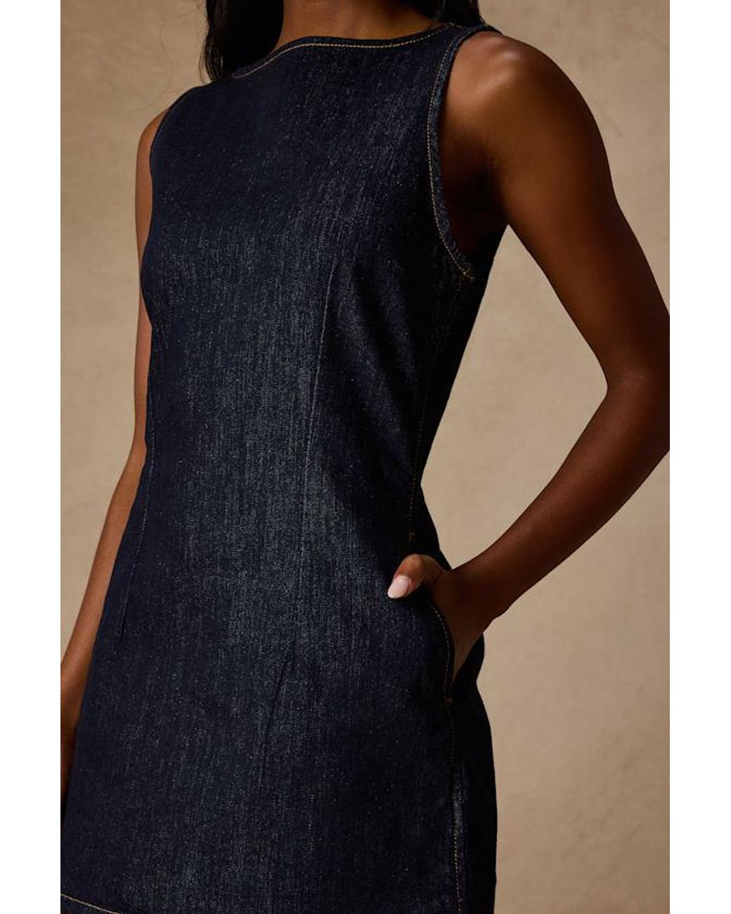 Levi's Black Little Dark Wash Denim Boat Neck Mini Dress
