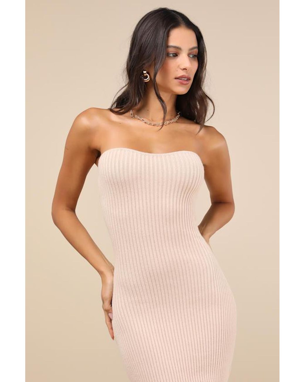 Lulus Natural Autumn Aura Ribbed Two-Piece Sweater Dress
