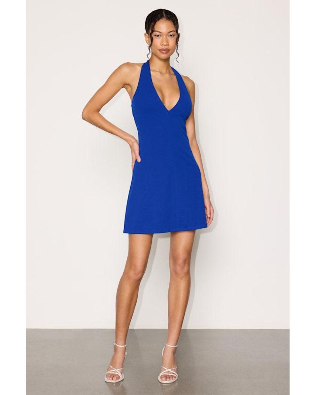 Lulus Blue Brinley Halter Mini Dress