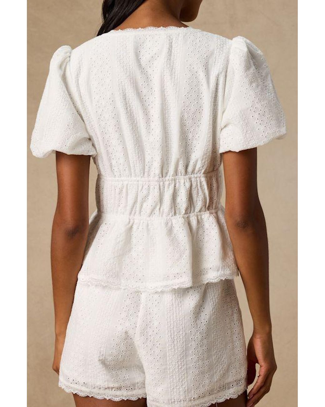 Lulus White Delora Eyelet Embroidered Tie-Front Top