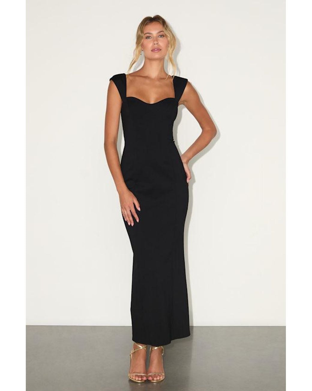 Lulus Black Samai Cap Sleeve Bodycon Midi Dress