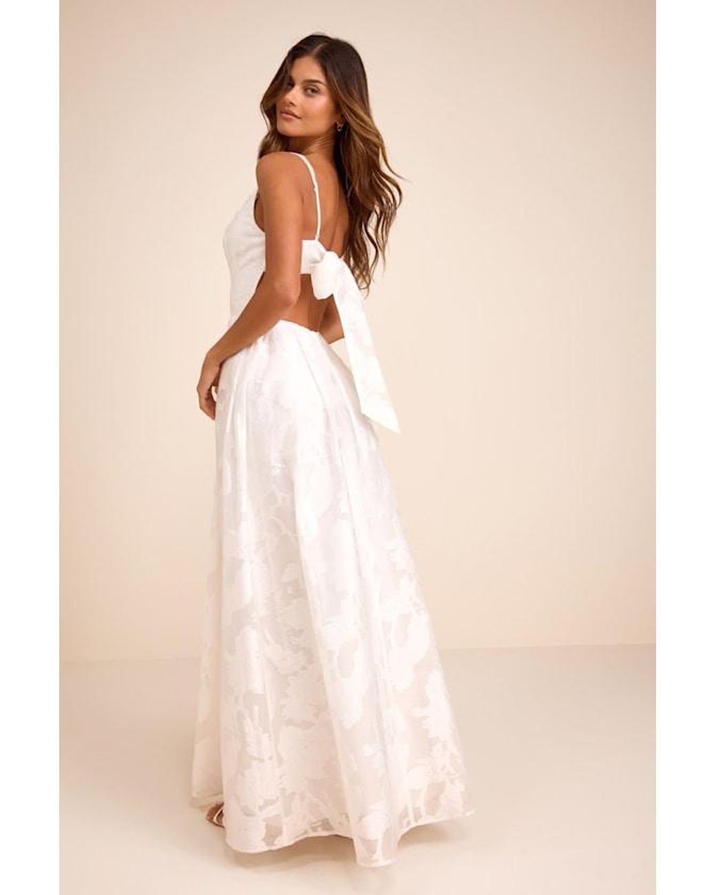 Lulus Natural Perfected Aura Jacquard Tie-Back Maxi Dress With Pockets