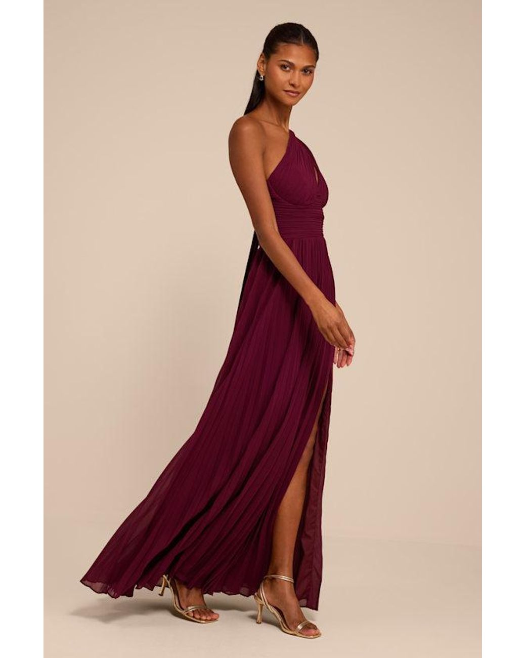 Lulus Red Rita One-Shoulder Maxi Dress