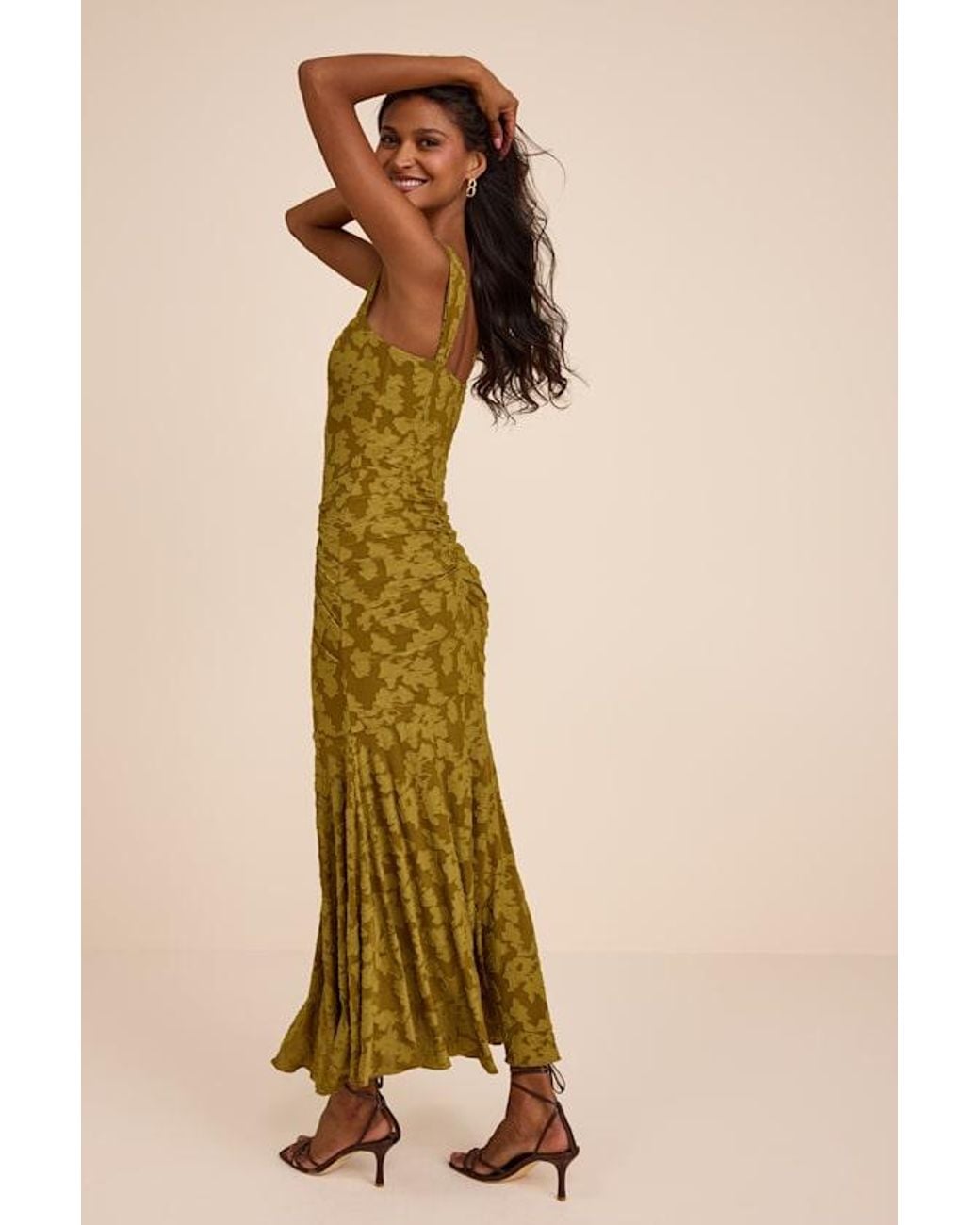 Lulus Natural Celeste Floral Burnout Bustier Maxi Dress