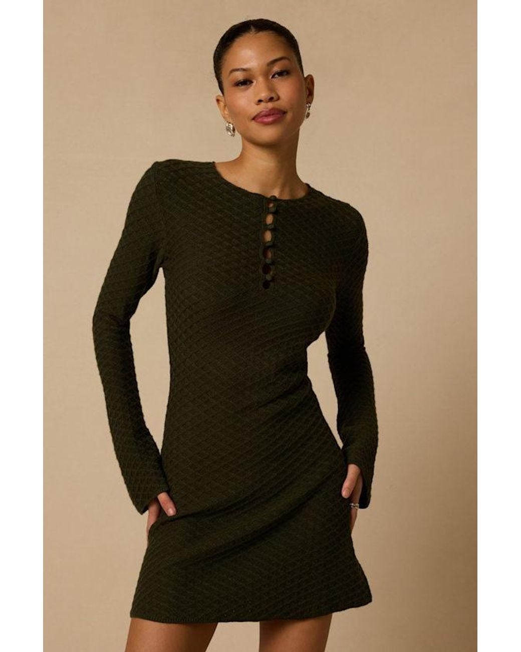 Lulus Black Wesley Dark Button-Front Sweater Dress
