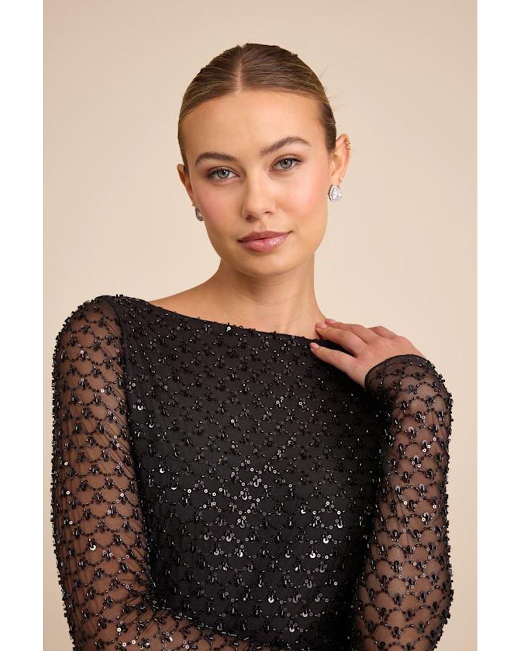 Lulus Black Jalira Mesh Sequin Backless Maxi Dress