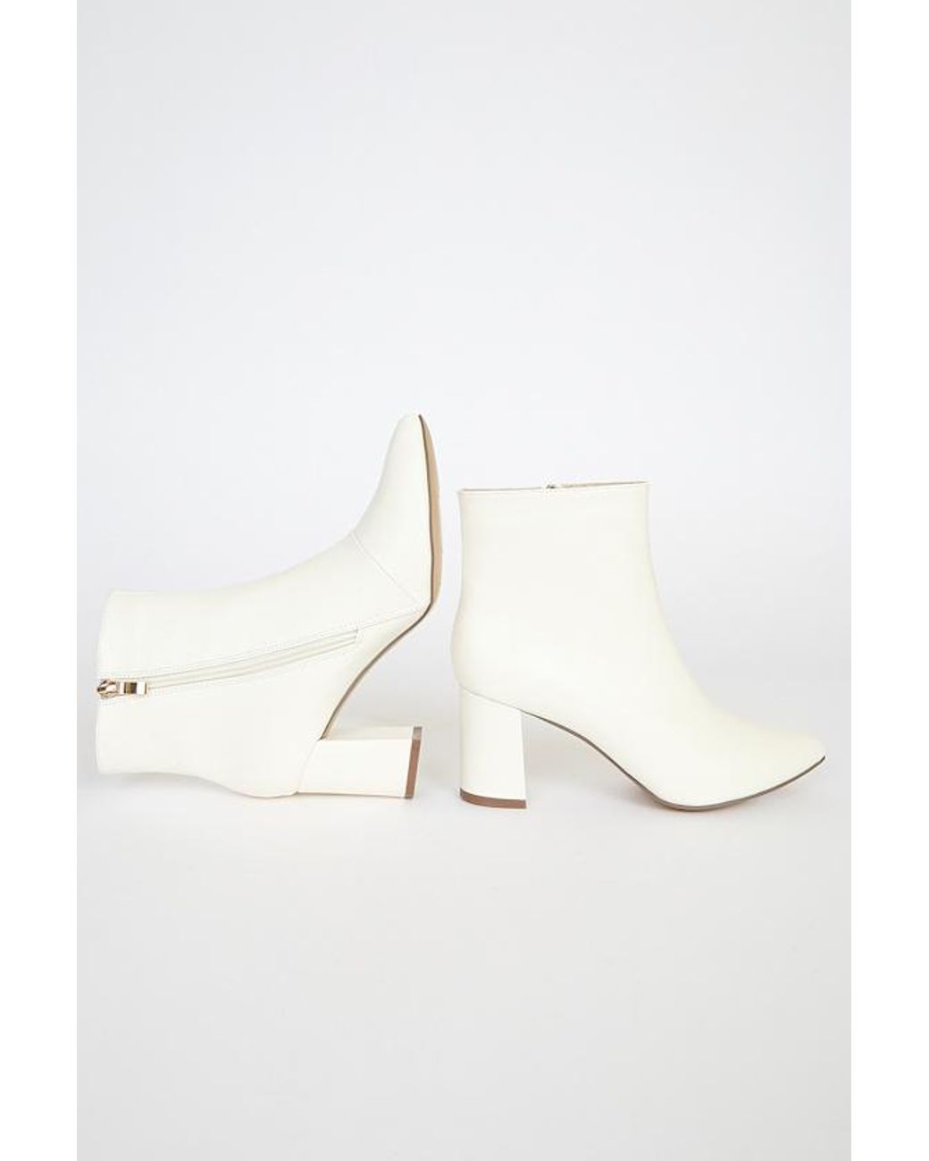 Lulus White Sarai Off Pointed-Toe Ankle Booties