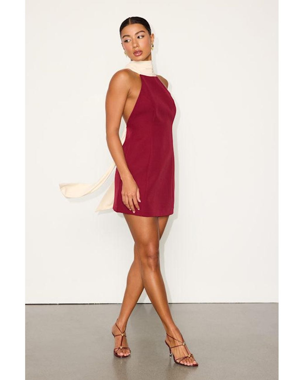 Lulus Sandri And Cream Backless Bodycon Mini Dress in Red | Lyst UK