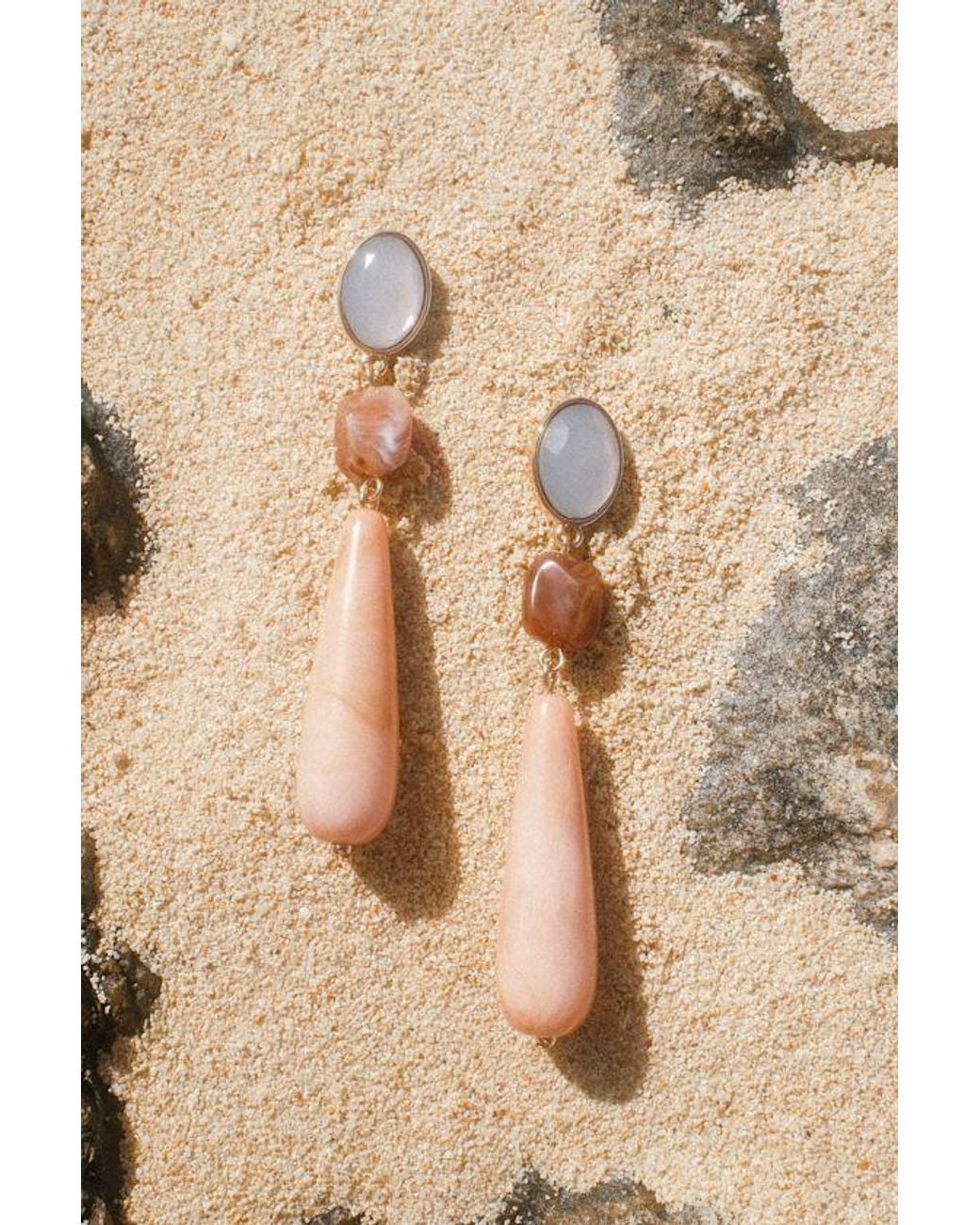 Lulus Natural Amandi Multi Marbled Drop Earrings