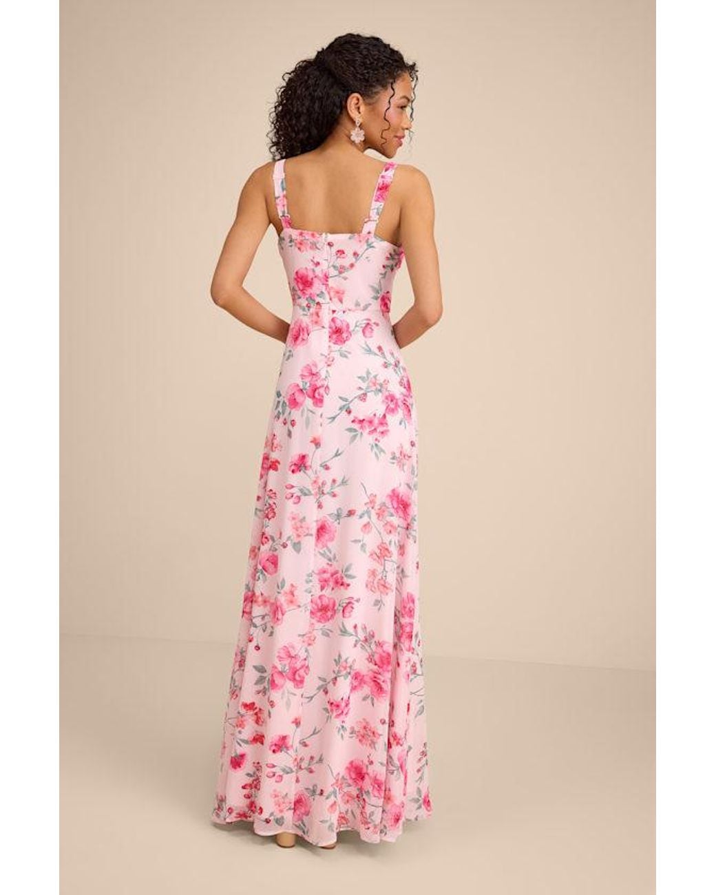 Lulus Pink Remarkable Arrival Floral Sleeveless Maxi Dress
