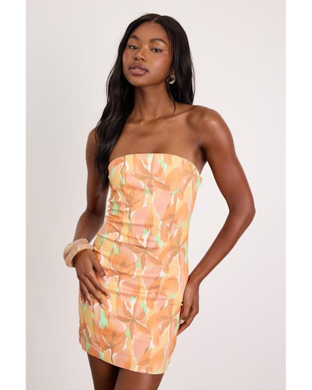 Lulus Brown Rovena Multi Floral Print Mini Dress
