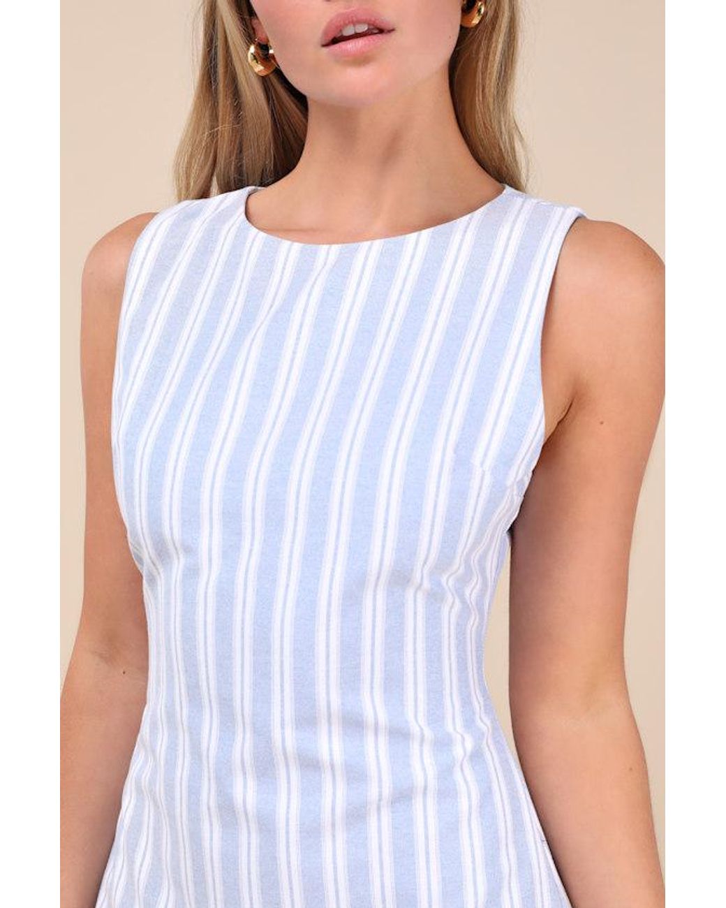 Lulus Blue Alyvia Striped Sleeveless Mini Dress