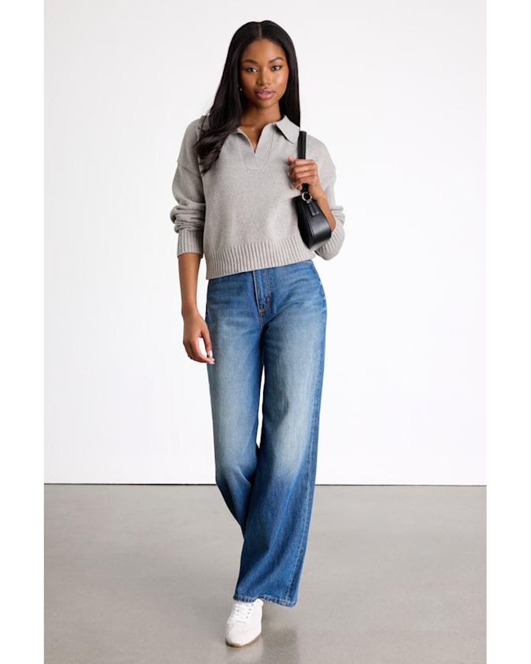 Lulus Gray Cozy Forecast Collared Pullover Sweater