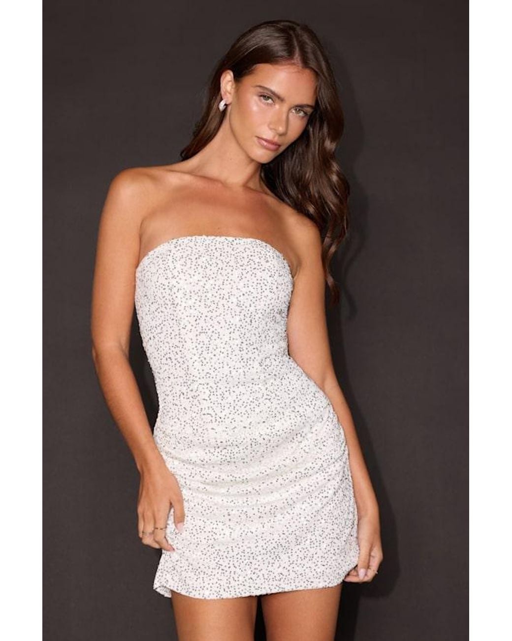 Lulus Black Adrienne Sequin Strapless Mini Dress