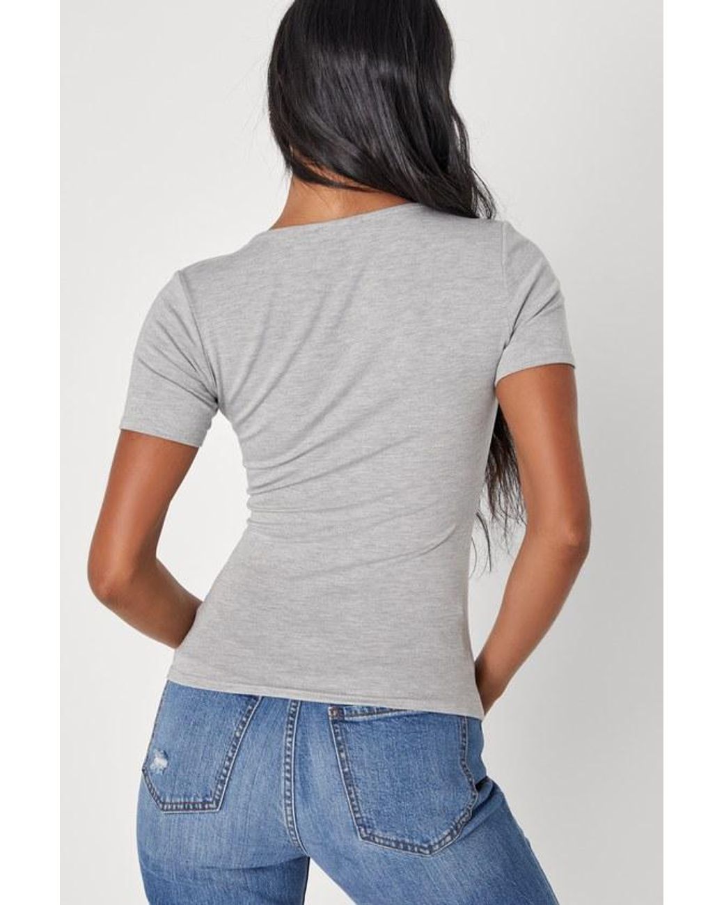 Lulus Gray Basically Effortless Short Sleeve Scoop Neck Top