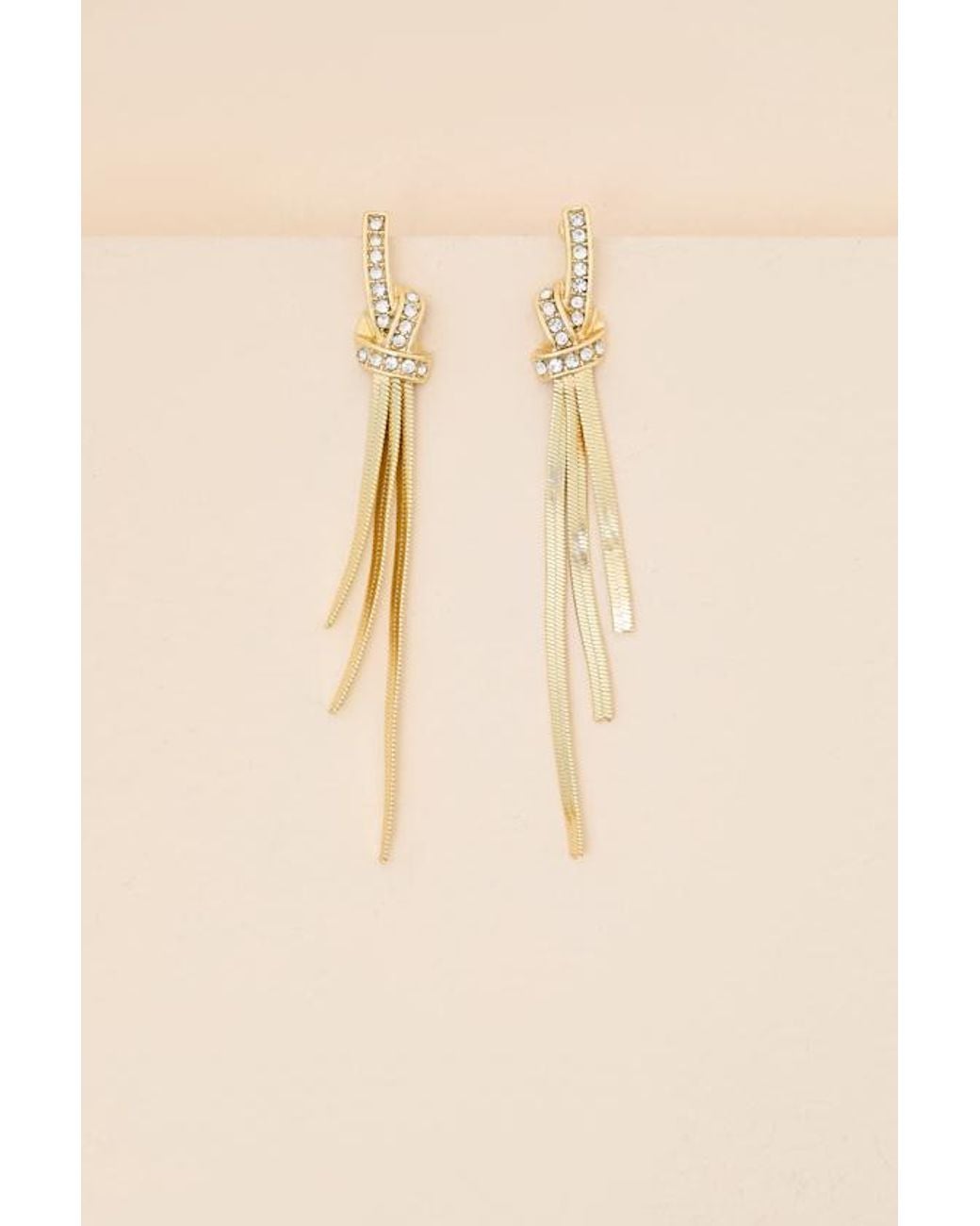 Lulus Brown Jayne Rhinestone Fringe Drop Earrings