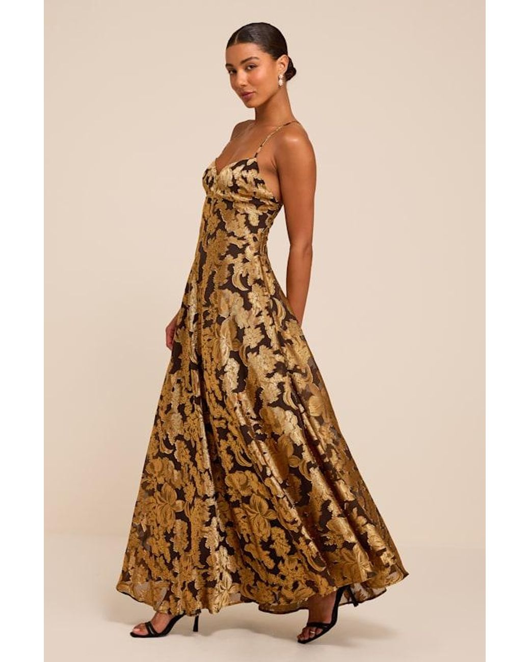 Lulus Natural Starlet Burnout Lace-Up Maxi Dress